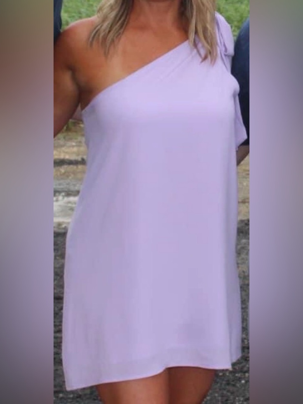 Chic Lavender Purple One Shoulder Bow Sleeve Casual Cocktail Dress